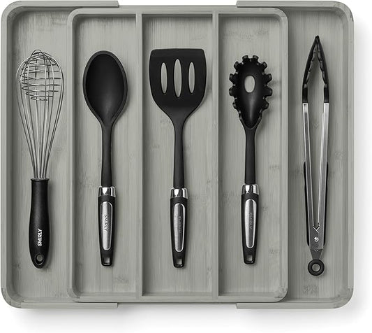 SMIRLY Silverware Drawer Organizer – Bamboo Kitchen Drawer Organizer, Adjustable Utensil Holder and Cutlery Tray, Drawer Dividers for Flatware and Kitchen Utensils-Ruum Studio Home