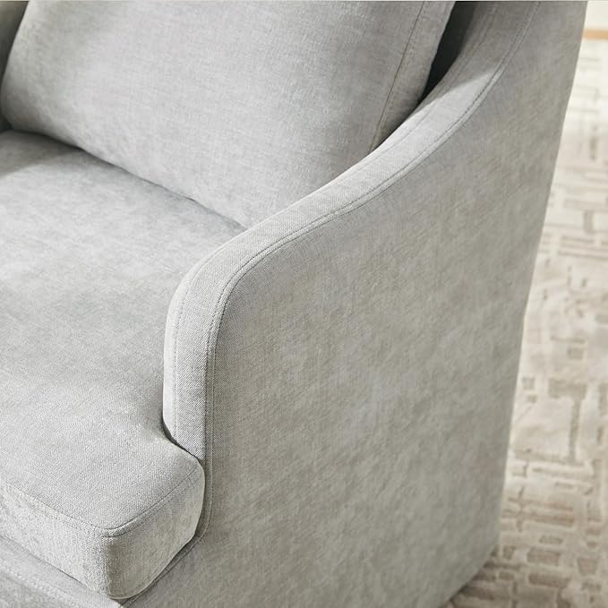 VKNOW Upholstered Dining Chairs, Modern Kitchen Chairs Dinner Chairs with 4 Casters, Linen Armchair for Bedroom Reading Room Living Room, Light Grey-Ruum Studio Home