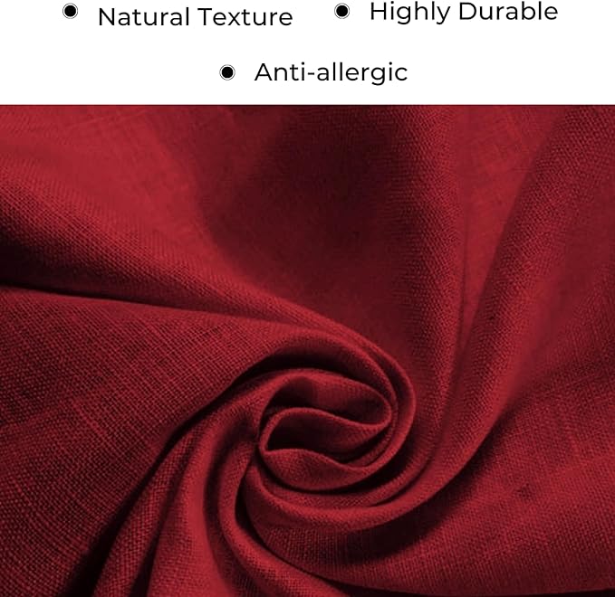 D'Moksha Homes Red Linen Table Runner 60 Inches Long - 100% Pure Linen Diamond Table Runner 14 x 60 Inch for Dining, Fall and Halloween - Machine Washable-Ruum Studio Home