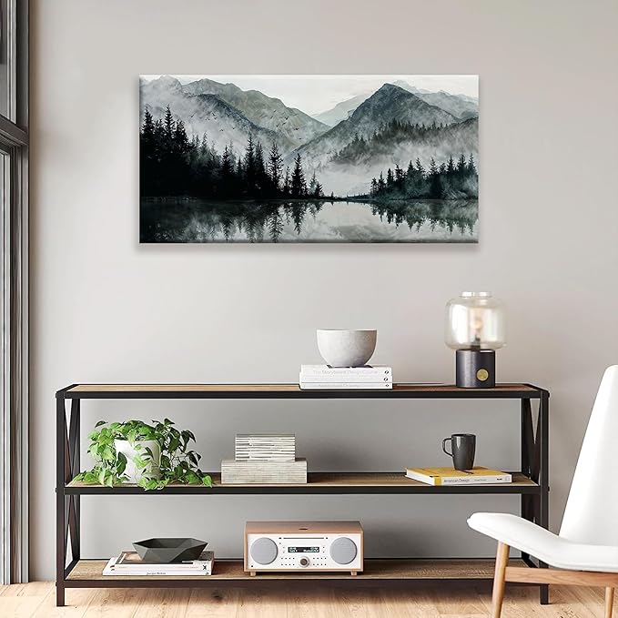 TAIJXAGSG Canvas Art Wall Decor Paintings Art Prints Modern Wall Art For Living Room Decorations Mountain Lake View Landscape Artwork Wall Bedroom Kitchen Office Home Wall Decor Artwork 24"×48"-Ruum Studio Home