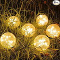 Solar Garden Lights Outdoor Waterproof, 6 Pack LEDs Cracked Glass Ball Light, Ground Landscape Garden Decor, Solar Globe Decorative for Pathway/Patio/Lawn/Yard (Warm White, 3.9")-Ruum Studio Home