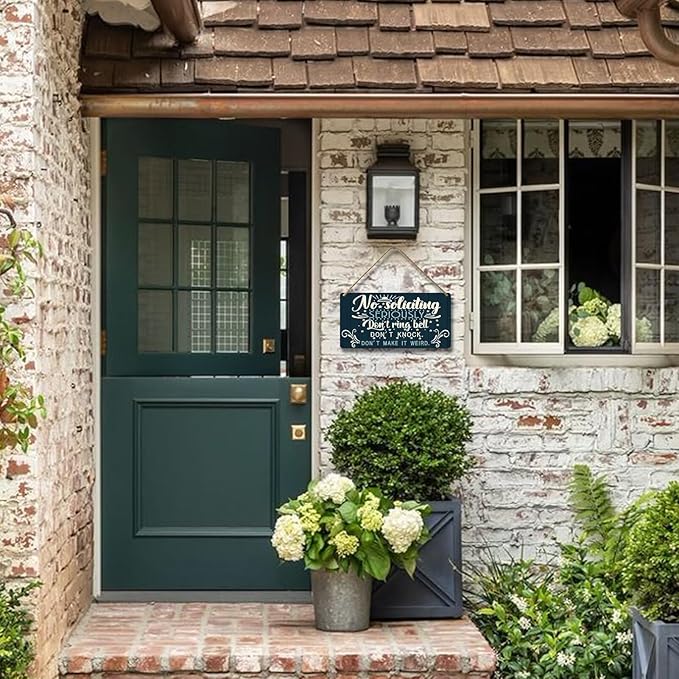 No Soliciting Sign for House Door Funny Do Not Ring Doorbell Sign for Home Front Door Seriously Don't Knock Or Ring Doorbell Don't Make It Weird Wooden Yard Signs 12x6 Inch-Ruum Studio Home