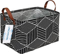 LANGYASHAN Rectangular Storage Bin Collapse Canvas Fabric Cartoon Storage Basket with Handles for Organizing Home Kitchen Boys and Girls Toys Office Closet Shelf Baskets (Black Diamond)-Ruum Studio Home