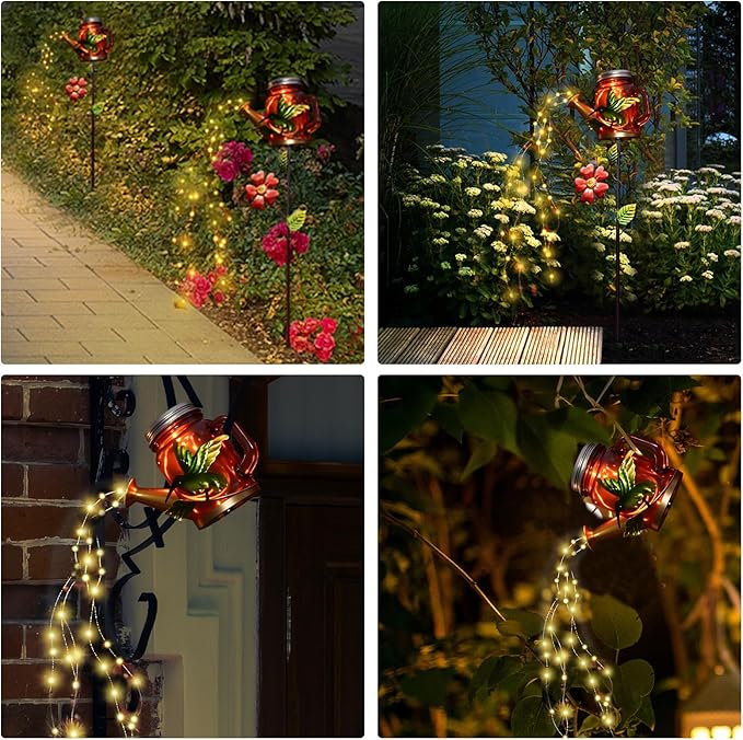 Solar Watering Can Light, Yard Outdoor Decor Lights, IP65 Waterproof, Hanging Hummingbird Garden Light, Outside Garden Flower Bed Decor, Women Gift, Birthday Gifts-Ruum Studio Home