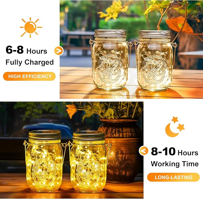 GIGALUMI Solar Mason Jar Lights, 12 Pack 30 Led String Fairy Lights Garden Lights Outdoor Waterproof Metal Lid Hanging Solar Lanterns for Outdoor, Garden, Patio, Lawn, Balcony Decoration-Ruum Studio Home