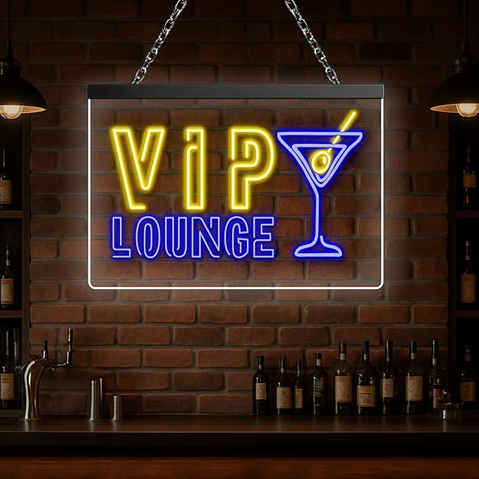 Custom Bar Neon Sign Vip Lounge Beer Home Bar Lights Decor Acrylic Table LED Personalized Lighted Signs for Men Restaurant Coffee Man Cave Workshop Garage Poker Signs Gifts-Ruum Studio Home