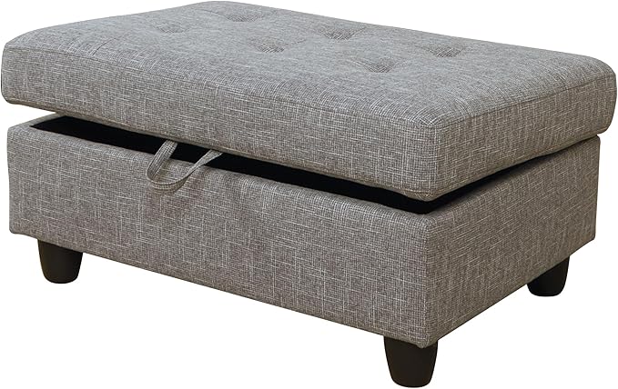 Ottoman Rectangular Storage Ottoman Bench, Flannel Footrest Stool Footstool with Lid for Living Room, Bedroom, Entryway, Light Gray, 35"x23.5"x17.5"-Ruum Studio Home
