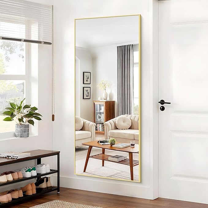 36x72inch Bathroom Mirror, Gold Rectangle Mirror with Thin Metal Frame, Large Rectangular Wall Mirrors for Bathroom, Living Roomm, Hair Salon, Big Farmehouse Mirror Hang Horizontal/Vertical-Ruum Studio Home
