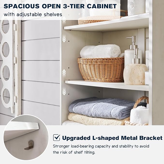 72" Tall Bathroom Storage Cabinet, Farmhouse Storage Cabinet with 2 Drawers, Adjustable Shelves & Barn Door, Cabinet for Bathroom, Living Room, Kitchen, Off White-Ruum Studio Home