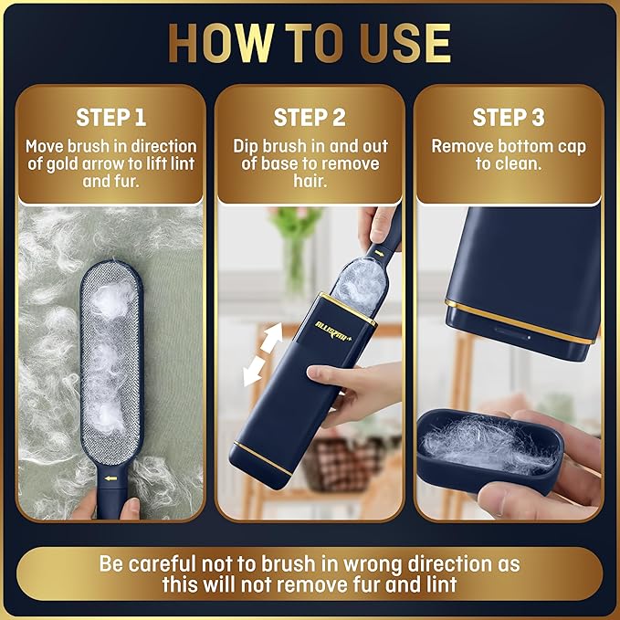 Lint Brush, Lint Remover, and Pet Hair Remover for Laundry, Clothes, Couches, Car Seats, Furniture and Fabric. Reusable Dog and Cat Fur Wizard Hair Removal Brush. ALLISTAR (Midnight Blue)-Ruum Studio Home