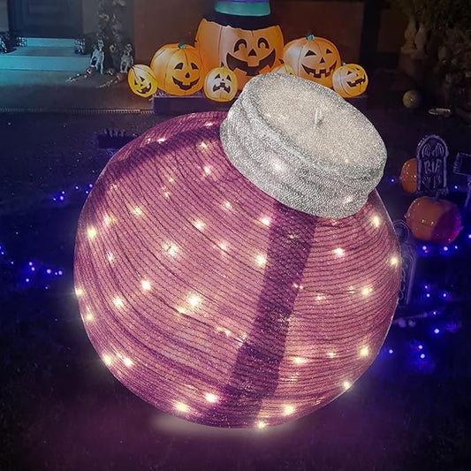 BRIGHTDECK Outdoor Halloween Ornaments, Lighted Pop-Up Outdoor Holiday Ball Decoration with 80 LED Lights, 8 Light Modes, Lighted Collapsible Holiday Decorations for Yard, Home (Purple)-Ruum Studio Home