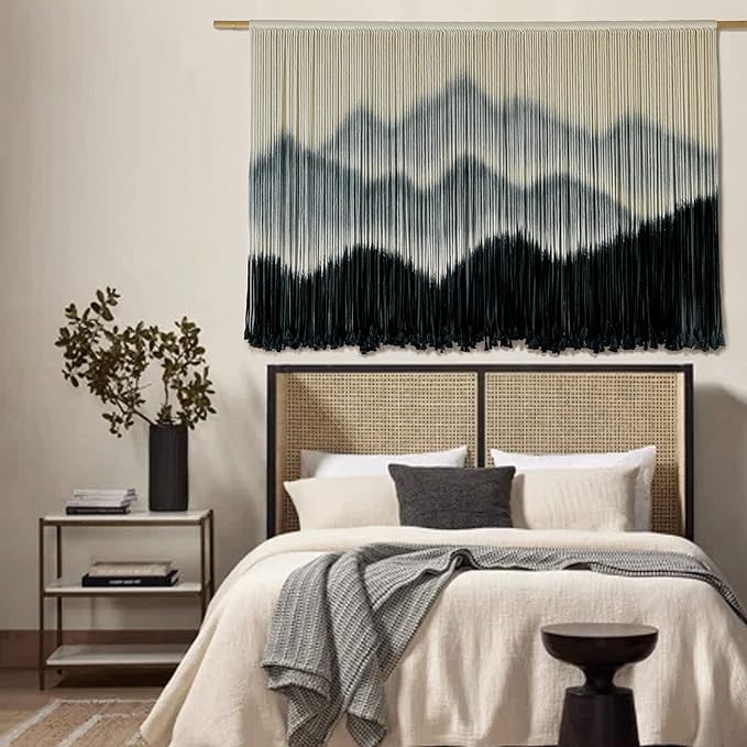 IOWER Macrame Wall Hanging Mountain Dip-Dyed Macrame Wall Decor Large Modern Fiber Art Boho Wall Decor 57" Wx35 L-Ruum Studio Home