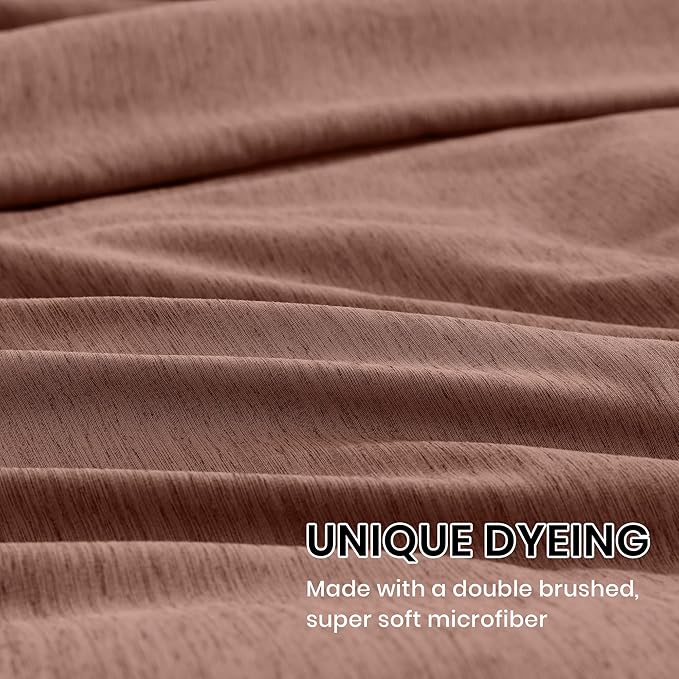 Monbix Queen Comforter Set - 7 Pieces Cationic Dyeing Terracotta Bed in a Bag Queen Bedding Sets with Comforter, Sheets, Pillowcases & Shams, Reversible Bedding Comforters Sets-Ruum Studio Home