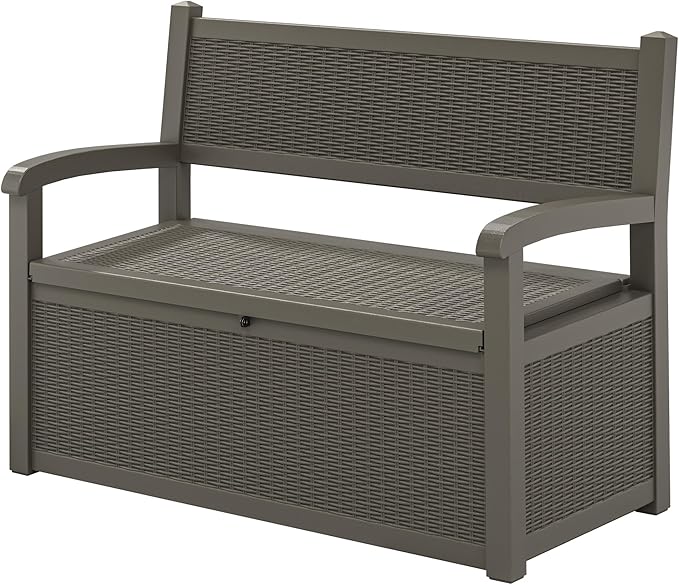 70 Gallon Storage Bench Deck Box for Patio Furniture with Armrest Bench Outdoor Storage-Ruum Studio Home