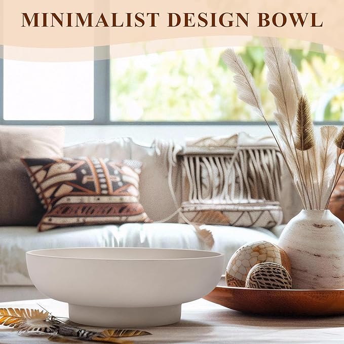 Large Decorative Concrete Bowl, Modern Handicraft Bowls for Home Decor, Decorative Fruit Bowl for Kitchen Counter, Stylish Key Bowl for Entry Table, Gray-Ruum Studio Home
