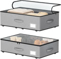 Under Bed Storage with Wheels, No Assemble Required 7.5 inches height Under Bed Storage bins,Large capacity Rolling Under bed Shoe Storage containers，dorm under bed storage drawers-Ruum Studio Home