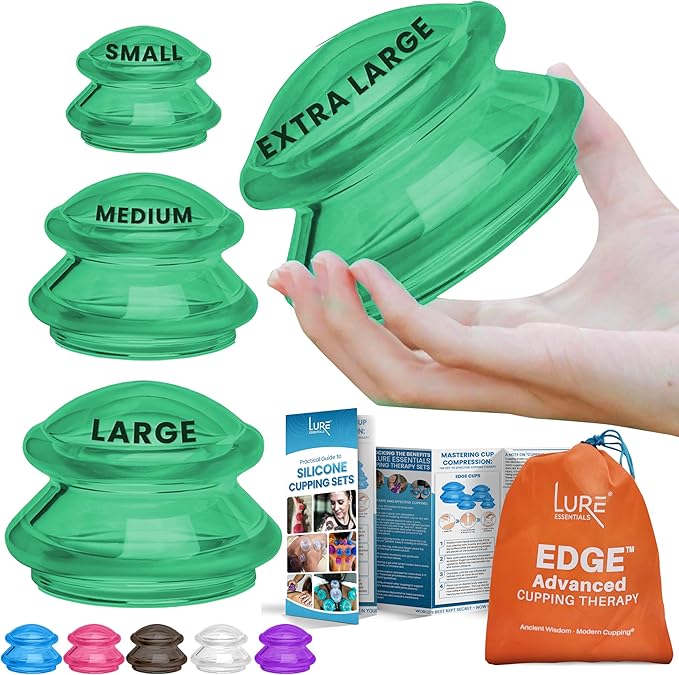 Silicone Cupping Therapy Set Professional Massage Cupping Cups for Cupping Therapy 4 Cup Kit for Massage, Myofascial Release, Cellulite Reduction (Lure Green)-Ruum Studio Home