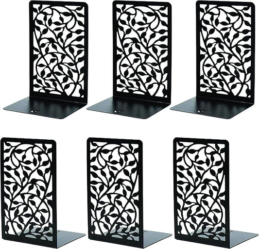 CNK Book Ends Bookends for Decorative Books Holder Bookend Shelves End Hold Heavy Duty Holders Stoppers Metal Stopper Cute Boho Bookshelf Holds Cookbook Office Home Set of 6 Bookends Pair Black-Ruum Studio Home