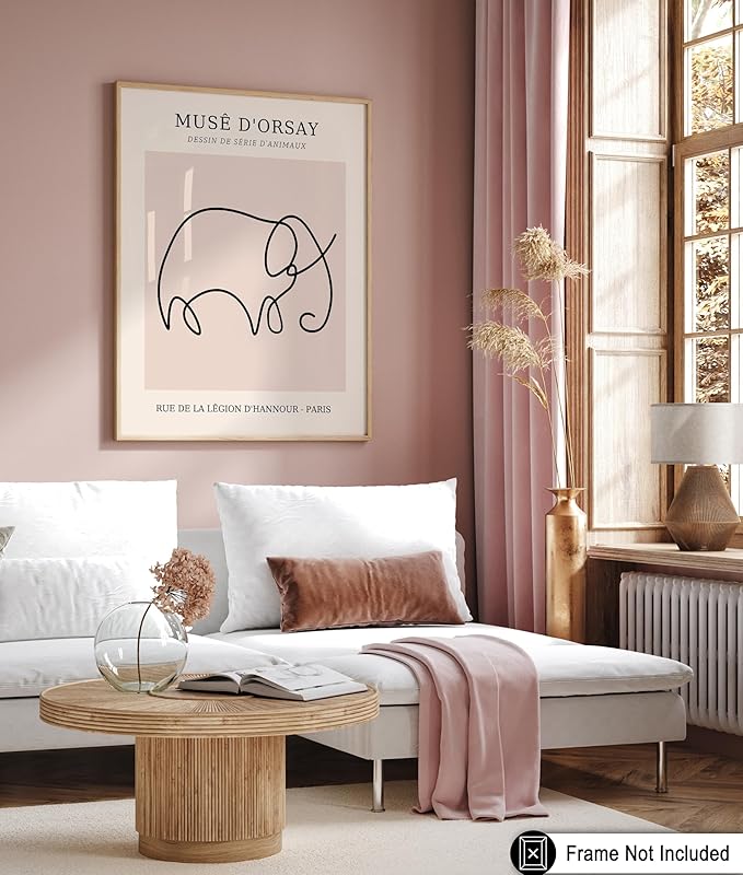 Poster Master Vintage Poster - Retro One Line Elephant Drawing Print - Elephant Art - Minimal Gift for Men, Women, Animal Lover - Abstract Wall Decor for Home, Office, 18x24 Unframed Wall Art-Ruum Studio Home