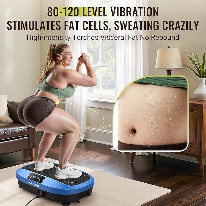 FLYBIRD Vibration Plate Exercise Machine, 120 Adjustable Speed High Intensity Vibration for Muscle Toning Weight Loss Lymphatic Drainage, Full Body Workout Vibration Plate Ideal for Fitness & Recovery-Ruum Studio Home