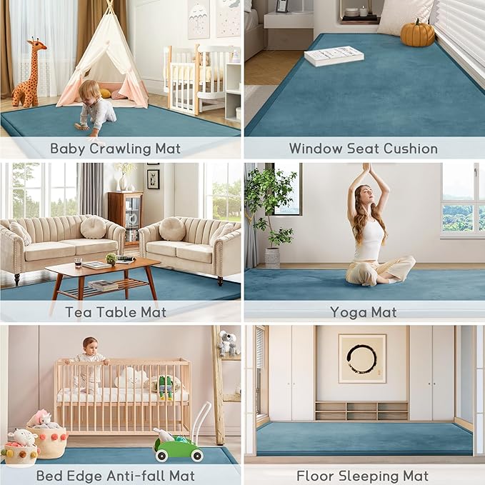 Baby Play Mat for Floor Tummy Time Mat Nursery Rug Muscle Mat Area Rug Playroom Rug Tatami Mat 6'7"x5'11" Memory Foam 1.3" Thick Crawling Mat For Babies,Toddlers, Infants, Kids,Floor Mat(Green)-Ruum Studio Home