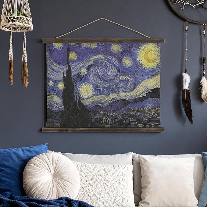 American Art Decor The Starry Night Over the Rhone Tapestry Wall Art by Vincent van Gogh-Ruum Studio Home