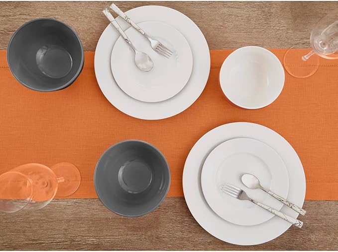 Solino Home Linen Hemstitch Table Runner 108 Inches Long - 100% Pure Linen Pumpkin Table Runner 14 x 108 Inch for Fall, Autumn, Halloween, Thanksgiving - Classic Hemstitch-Ruum Studio Home