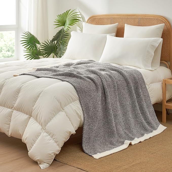 Snuggle Sac Grey Throw Blankets for Couch, Super Soft Warm Blankets Cozy Knit Fuzzy Plush Lightweight Throws for Sofa, Bed,Living Room, Dark Grey, 50x60 inches-Ruum Studio Home