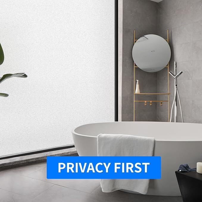 Window Privacy Film with Installation Tools, White Frosted, Static Cling, Anti UV, Heat Control, Ideal for Home Shower Office Glass Door (White Frosted, 45.2×314.9Inch)-Ruum Studio Home