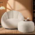 Giant Bean Bag Swivel Chair for Adults - Comfy Plush Round Shell Soft Accent Chaise Lounge Indoor Chair, Oversized Cozy Floor Sofa for Living Room, Bedroom & Game Rooms, Beige-Ruum Studio Home