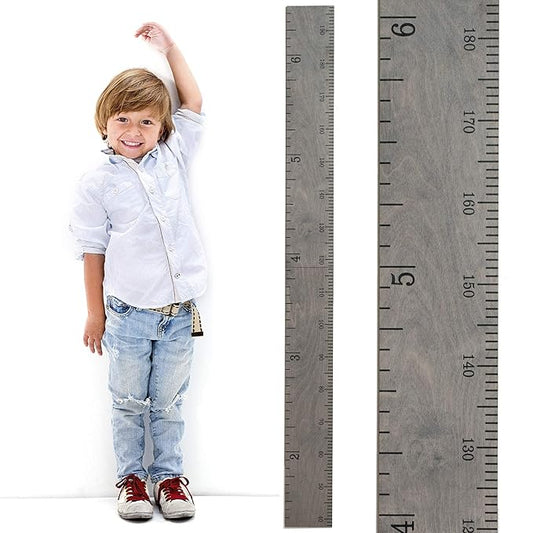 Height Ruler for Wall - Child Height Wall Chart, Height Chart for Kids Growth Chart for Wall Growth Chart Wood, Wooden Growth Chart for Wall - Gray w/Inches - 63"x5.75"-Ruum Studio Home