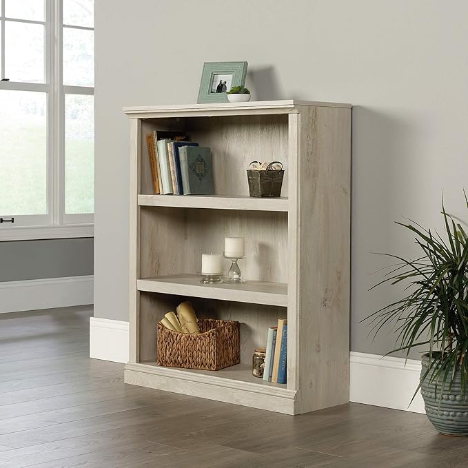 Sauder Miscellaneous Storage 3-Shelf Bookcase/ book shelf, Chalked Chestnut finish-Ruum Studio Home
