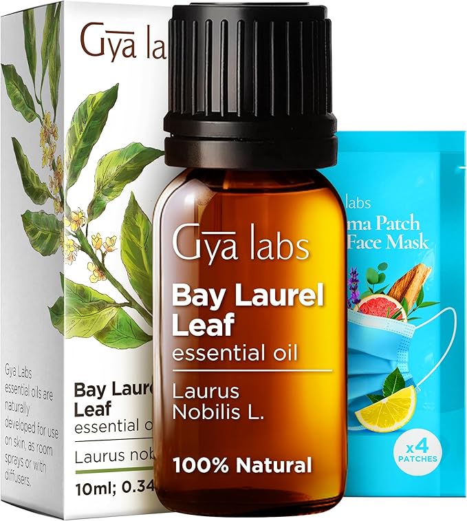 Gya Labs Bay Leaf Essential Oil for Diffuser - 0.34 Fl Oz - 100% Natural Bay Laurel Oil for Hair, Skin & Candle Making Scent-Ruum Studio Home