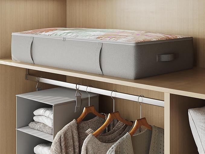 2-Pack Under Bed Storage Containers, 6 Inches Tall Underbed Clothes Storage Organizer Bin with Sturdy Sidewalls/Bottom, Underbed Storage Bins 2 Storage Thin Bins-Ruum Studio Home