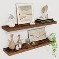 Fun Memories Floating Shelves for Wall, 27.5" Rustic Wood Deep Wall Mounted Shelves with Invisible Brackets for Decor & Storage, Floating Shelf for Living Room, Bathroom (Rustic Brown, Set of 2)-Ruum Studio Home