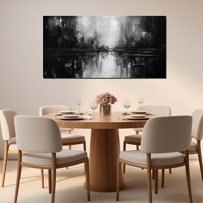TYTAUPT Abstract Canvas Wall Art For Living Room Black and White Wall Art For Office Bedroom Wall Decor 24 x 48 Inch-Ruum Studio Home