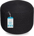 BIRDROCK HOME Outdoor Pouf Ottoman | Hand Woven Waterproof Foot Stool with Bead Bag Filling | Boho Foot Rest for Patio, Living Room, Porch & Outdoor Seating | Lightweight, Soft Stuffed Chair | Black-Ruum Studio Home