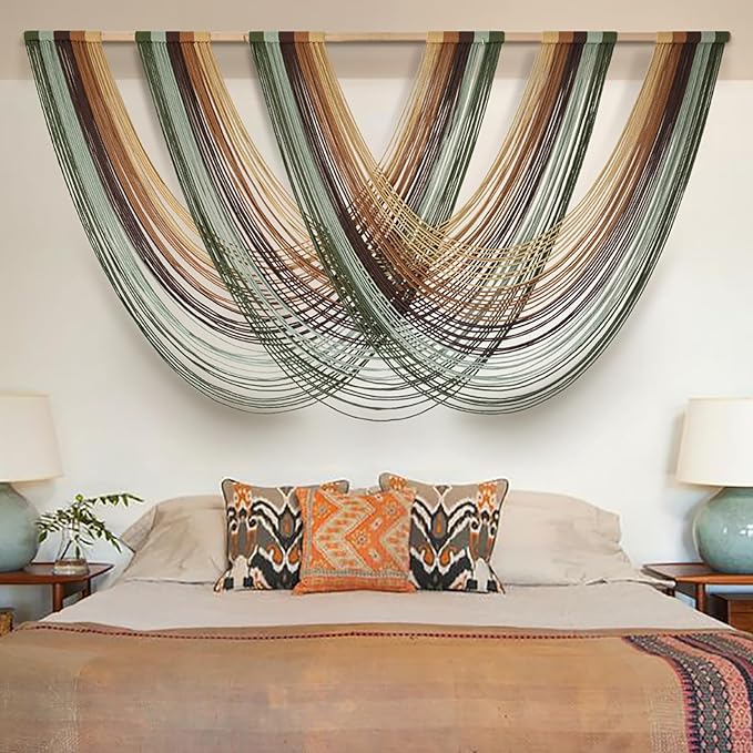 Flber Macrame Wall Hanging Boho Wall Decor Yarn Wall Art Tapestry Bedroom Living Room Nursery Apartment Home Decor 57" W x 31" L-Ruum Studio Home