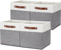 HNZIGE Set of 4, Foldable Storage Cube Bin Baskets, Fabric 11x11 Cube Storage Bins for Storage with Handles, Shelf Bins for Cube Home Toy Nursery Closet(White Gray)-Ruum Studio Home