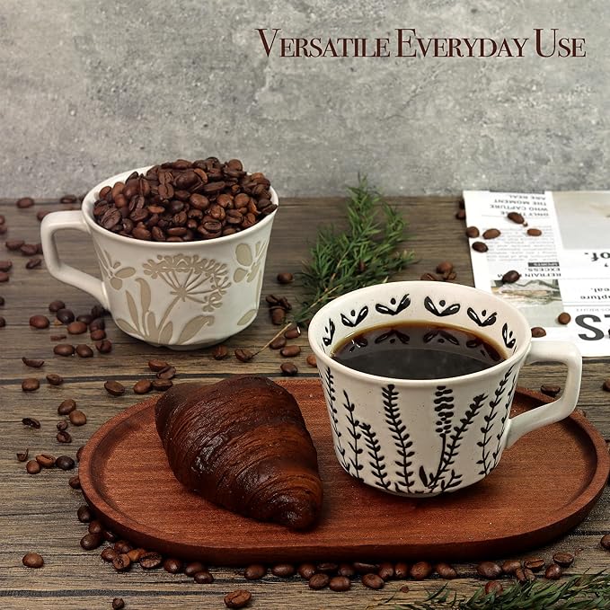 Ceramic Coffee Mug, 12 oz Novelty Unique Teacup with Large Handle, Stoneware Cup for Tea Mocha Latte Cappuccino Espresso (Grass)-Ruum Studio Home