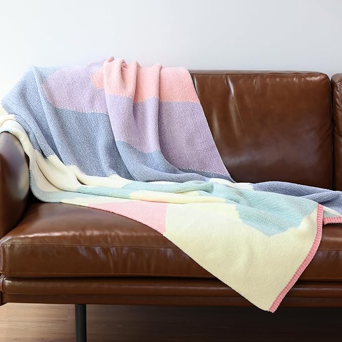 Soft Chenille Yarn Throw 36"x48", Handmade Knit Throw Blanket, for use in All Seasons, Soft Cozy Warm Knitted Blanket for Bed Sofa, Couch Chair, Living Room(1.37Ib)-Ruum Studio Home