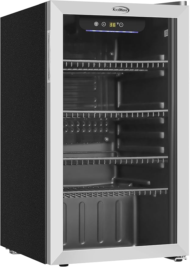KoolMore 18 in. 3.2 Cu. Ft. Beverage Refrigerator Merchandiser with Stainless Steel Trim and Touch Panel For Soda, Beer or Wine Perfect for Use in a Commercial or Home Setting, ETL Listed (KM-BR32SS)-Ruum Studio Home