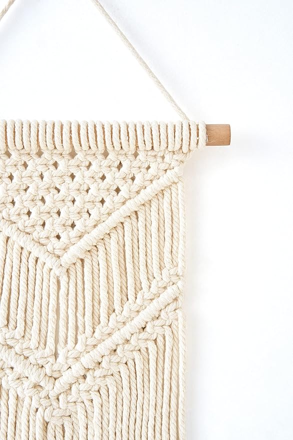 Dahey 2 Pcs Macrame Wall Hanging Small Woven Tapestry Wall Art Decor - Beautiful for Boho Home Dorm College Classroom Decor, Apartment, Nursery, Party Decorations, 16.5" L x 10" W and 17.5"x 10"W-Ruum Studio Home