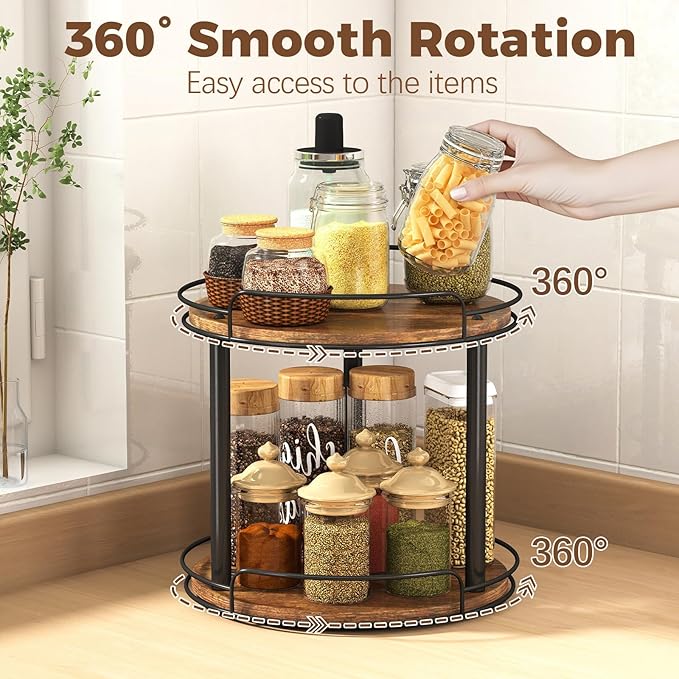 LAMU 10.2'' Wood Lazy Susan Turntable Organizer for Cabinet, 3 Tier Lazy Susan Spice Rack Organizer for Kitchen, Table Top, Countertop, Pantry, Bathroom-Ruum Studio Home