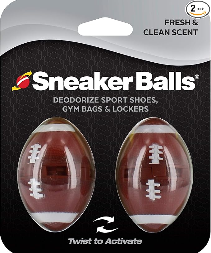 Sneaker Balls Odor-Fighting Shoe Fresheners, Eliminates Unpleasant Smells, Perfect For Sneakers, Gym Bags, Gear Bags, Drawers, Lockers, And More!, Football, 2 Pack-Ruum Studio Home