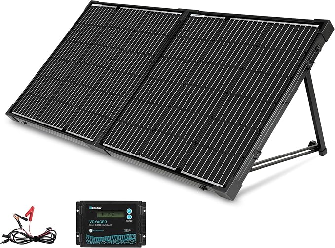 Renogy 100 Watt 12 Volt Portable Solar Panel with Waterproof 20A Charger Controller Foldable 100W Solar Suitcase with Adjustable Kickstand for Power Station, 100W Panel-20A Controller, Black-Ruum Studio Home
