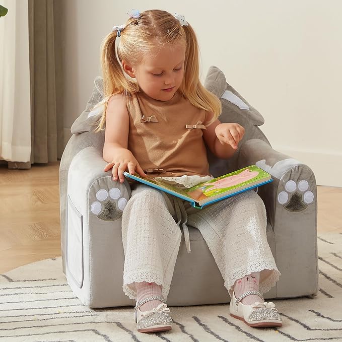 ALIMORDEN Animal Series Kid's Chair, Ultra-Soft Comfy Foam Filled Toddler Sofa Chair, Cute Animal-Shaped Design Toddler Couch, Lightweight Birthday for Baby Boys & Girls (Elephant)-Ruum Studio Home