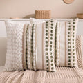 Boho Chenille Tufted Couch Throw Pillow Covers 18x18 Inch Set of 2 Farmhouse Striped Decorative Pillow Covers Accent Neutral Square Pillowcase Green Cushion Covers for Livingroom Sofa Bed-Ruum Studio Home