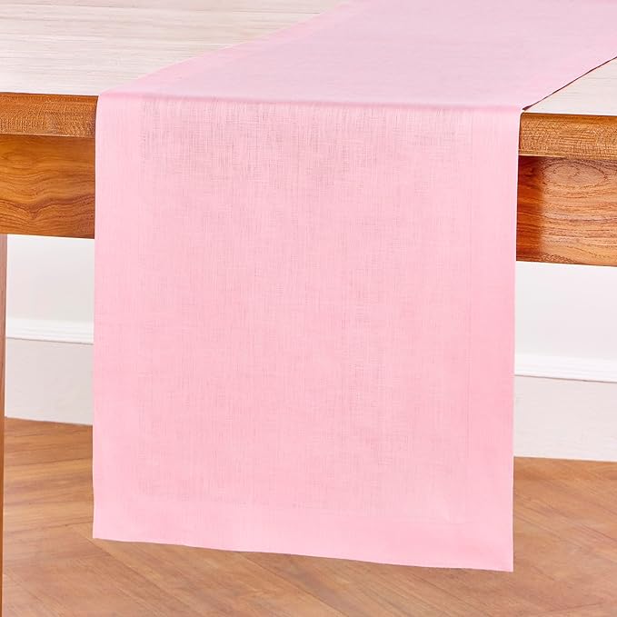 Solino Home Linen Table Runner 60 Inches - 100% Pure Linen Pink Lemonade Table Runner 14 x 60 Inch Ideal for Dresser and Coffee Tables - Halloween - Fete-Ruum Studio Home