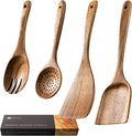 Wooden Spoons for Cooking, Nonstick Cooking Utensil Set with 4 Piece Acacia Wooden Spatulas and Spoons for Cooking, Terrific for Everyday Kitchen Tasks-Ruum Studio Home